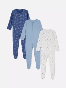 0-24 ay | 3’lü paket çıtçıtlı pijamalar