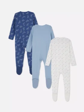 0-24 ay | 3’lü paket çıtçıtlı pijamalar