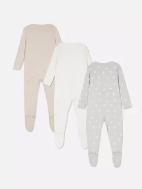 0-24 ay | 3’lü paket çıtçıtlı pijamalar