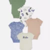 0-36 ay | 5’li paket dinozor desenli kısa kollu bodysuit