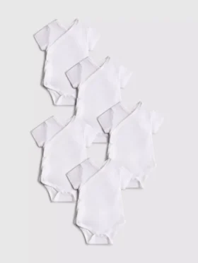 0-36 ay | 5’li paket, önden sarılan nervürlü bodysuit