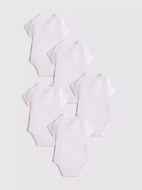 0-36 ay | 5’li paket, önden sarılan nervürlü bodysuit