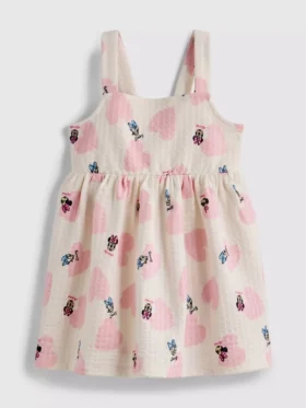 0-36 ay | Disney’in Minnie Mouse ve Daisy Duck desenli dokulu önlük elbise