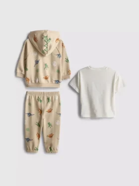 0-36 ay | Jurassic World tişört, kapüşonlu sweatshirt ve eşofman altları takımı