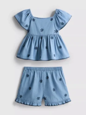 1,5-9 yaş | chambray bluz ve şortlar takımı