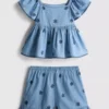 1,5-9 yaş | chambray bluz ve şortlar takımı 1,5-9 yaş | chambray bluz ve şortlar takımı