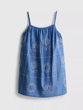 1,5-9 yaş | Chambray işlemeli cami elbise