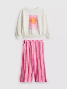 1-9 yaş | sweatshirt ve buruşuk dokulu pantolon takımı
