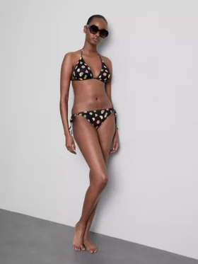 2’li paket baskılı üçgen bikini üstü