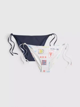 2’li paket desenli, yandan bağlamalı bikini altları