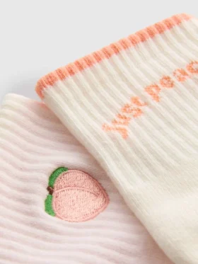 2’li paket pamuk ağırlıklı çeyrek boy şeftali rengi yoga çorapları