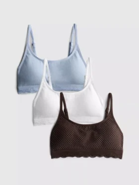 3’lü dikişsiz dantel kenarlı bralette