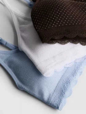 3’lü dikişsiz dantel kenarlı bralette