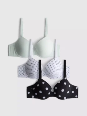 3’lü paket A-E beden baskılı tişört sütyenleri