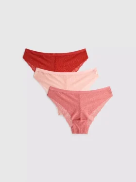 3’lü paket, baştan aşağı dantelli Brezilya tarzı külot