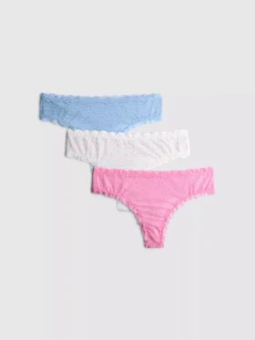 3’lü paket, baştan aşağı dantelli tanga