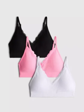 3’lü paket dikişsiz dantel süslemeli braletler