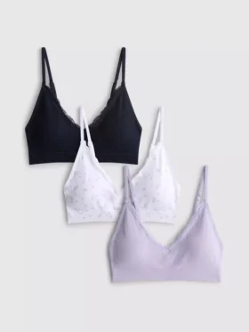 3’lü paket dikişsiz dantel süslemeli braletler