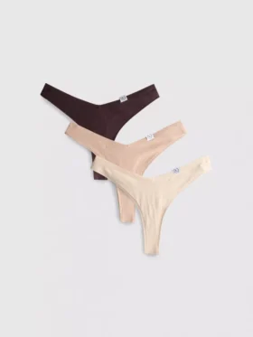 3’lü paket pamuk ağırlıklı nervürlü Miami tanga