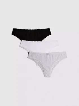 3’lü paket pamuklu Brezilya külotu