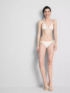 3D çiçek desenli, yanları bağlamalı bikini altları