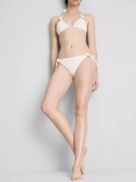 3D çiçek desenli, yanları bağlamalı bikini altları