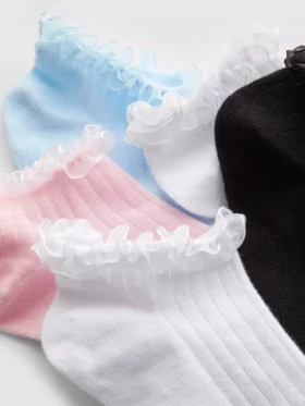 5’li paket tül süslemeli sneaker çorapları