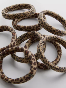 6’lı paket leopar desenli saç lastikleri