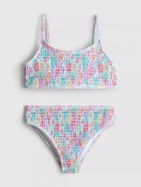 7-15 yaş | çiçek desenli büzgülü bikini