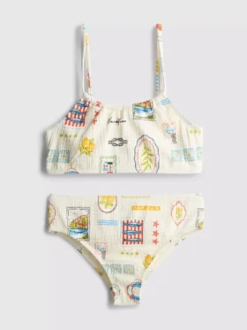 7-15 yaş | kartpostal desenli bikini