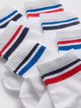 7’li paket çizgili çeyrek çorap