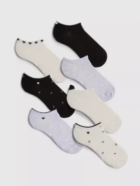 7’li paket kalp desenli sneaker çorapları