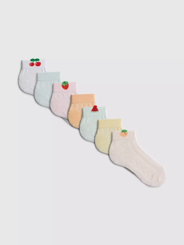 7’li paket meyve desenli çeyrek boy çoraplar 7’li paket meyve desenli çeyrek boy çoraplar