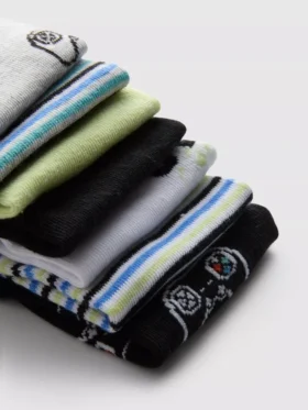 7’li paket oyun temalı grafik sneaker çorapları