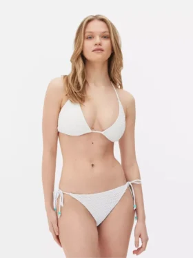 Boncuk detaylı kroşe bikini üstü