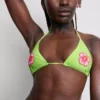 Boncuklu çiçek desenli üçgen bikini üstü Boncuklu çiçek desenli üçgen bikini üstü