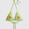 Boncuklu çiçek desenli üçgen bikini üstü Boncuklu çiçek desenli üçgen bikini üstü