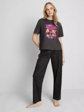 Bratz pamuklu leopar desenli pijamalar