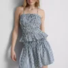 Büzgülü kareli peplum askılı bluz Büzgülü kareli peplum askılı bluz
