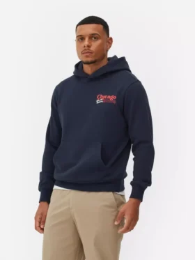 Chicago deep dish desenli kapüşonlu sweatshirt