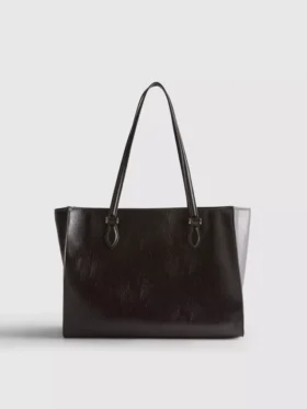 Crackle suni deri tote çanta