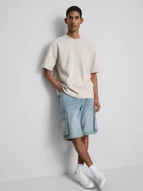 Denim kargo şort