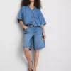 Denim kısa kollu şort gömlek Denim kısa kollu şort gömlek
