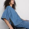 Denim kısa kollu şort gömlek Denim kısa kollu şort gömlek