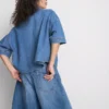 Denim kısa kollu şort gömlek Denim kısa kollu şort gömlek