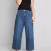 Denim kısa paça geniş bacaklı jean Denim kısa paça geniş bacaklı jean