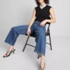 Denim kısa paça geniş bacaklı jean Denim kısa paça geniş bacaklı jean