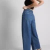Denim kısa paça geniş bacaklı jean Denim kısa paça geniş bacaklı jean