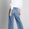 Denim kısa paça geniş bacaklı jean