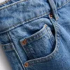 Denim kısa paça geniş bacaklı jean